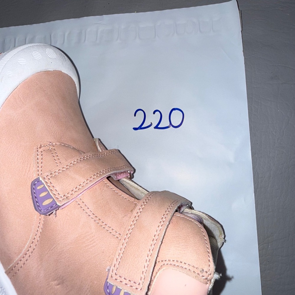 Mishansha Kids High Top Hiking Boots Peach Pink Purple Size 36 Hook Loop Straps
